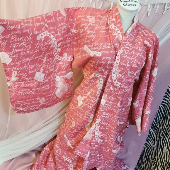 Honey Bunch Pink Yukata Kimono Robe Adult Women MA*RS Gyaru Perfume Gal Style - Picture 2 of 9